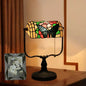 Traditional Tiffany Floral Butterfly Stained Glass 1-Light Bank Zipper Table Lamp for Bedroom