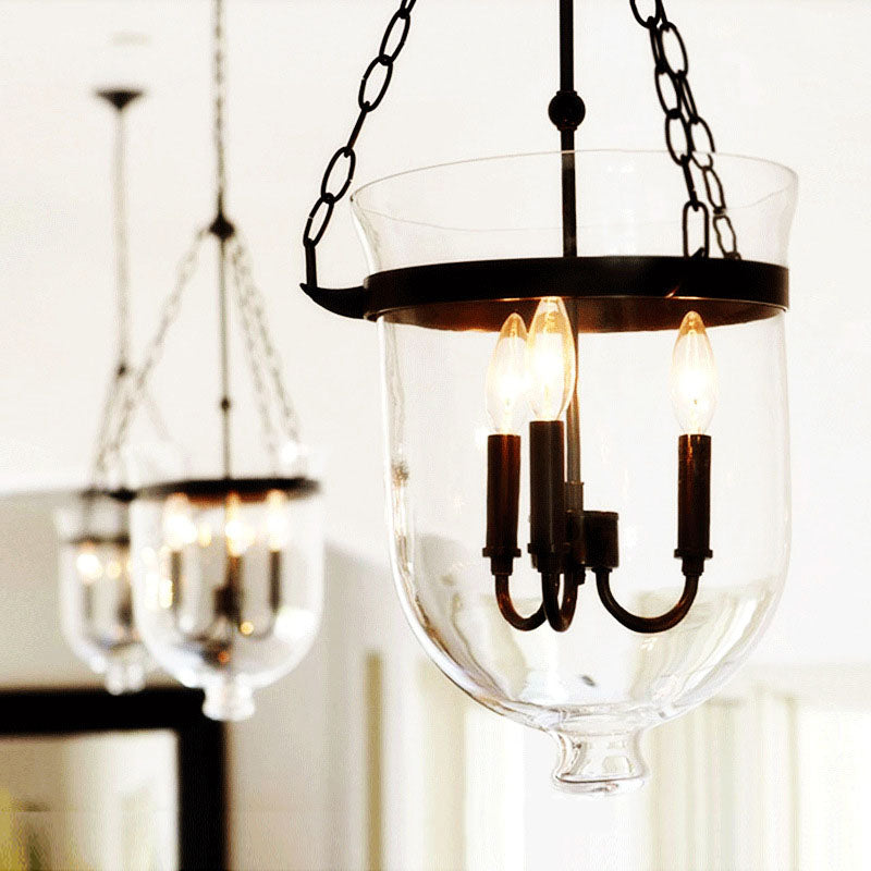 Rustic Glass & Iron 3-Light Chandelier