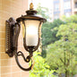 Outdoor Vintage Coffee Gilded Aluminum Glass 1-Light Waterproof Wall Sconce Lamp