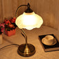 Traditional Vintage Frosted Floral Glass Shade Metal Base 1-Light Table Lamp for Living Room