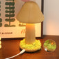 Modern Art Deco Mushroom Round Beech Wood LED Table Lamp For Bedroom