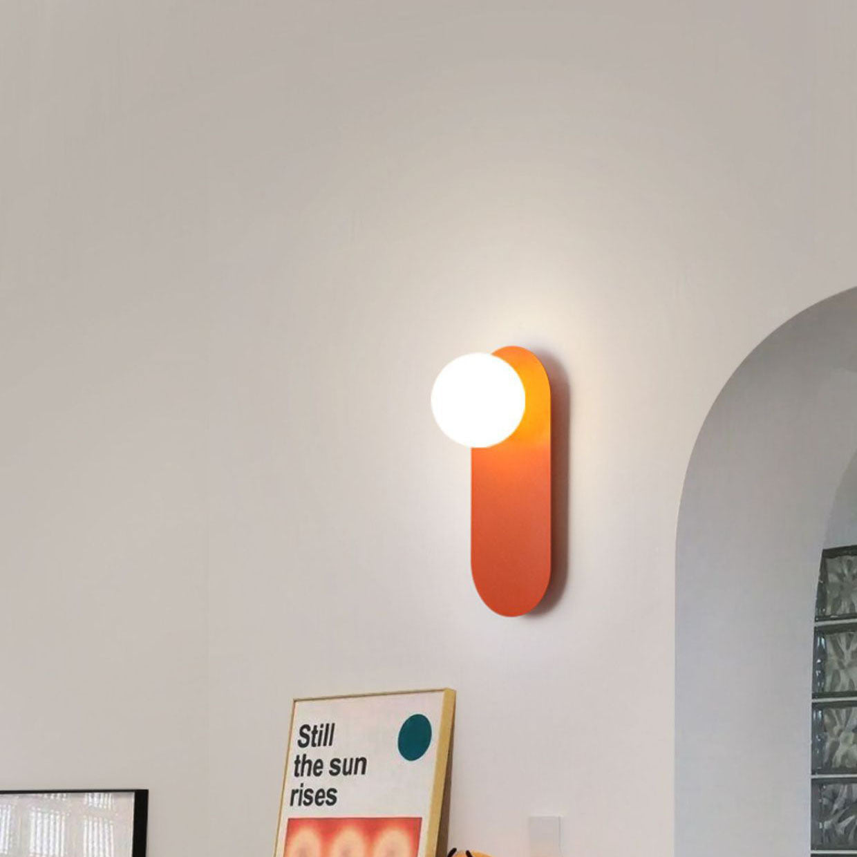 Orange Glass Ring Wall Sconce