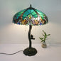 Traditional Tiffany Flower Stained Glass Resin Base 2-Light Table Lamp For Living Room