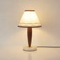 Traditional Vintage Tapered Marble Solid Wood Fabric 1-Light Table Lamp For Bedroom