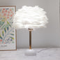 Modern Art Deco Feather Iron Round Shade Gold Pole 1-Light Table Lamp for Bedroom