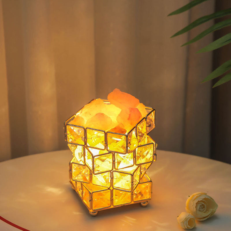 Contemporary Creative Hardware Cube 1-Light Table Lamp For Bedroom