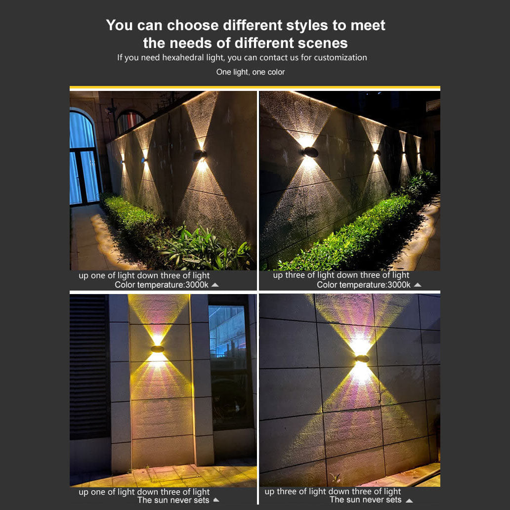 Modern Round Tempered Glass Waterproof Solar LED Outdoor Garden Wall Sconce Lamp