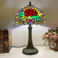 Tiffany Half Round Rose Hardware Stained Glass 1-Light Table Lamp