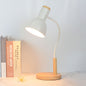 Contemporary Nordic Iron Round Shade Wood Base 1-Light Table Lamp For Home Office