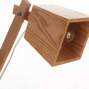 Traditional Japanese Solid Wood Trapezoidal Adjustable 1-Light Table Lamp For Study
