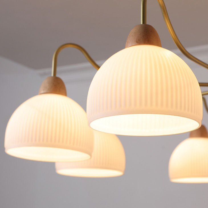 Nordic Glass & Wood Chandelier