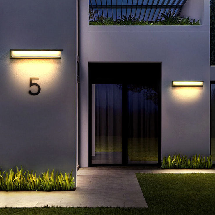 Modern Solar Rectangular Aluminum PC Outdoor LED Wall Sconce Lamp