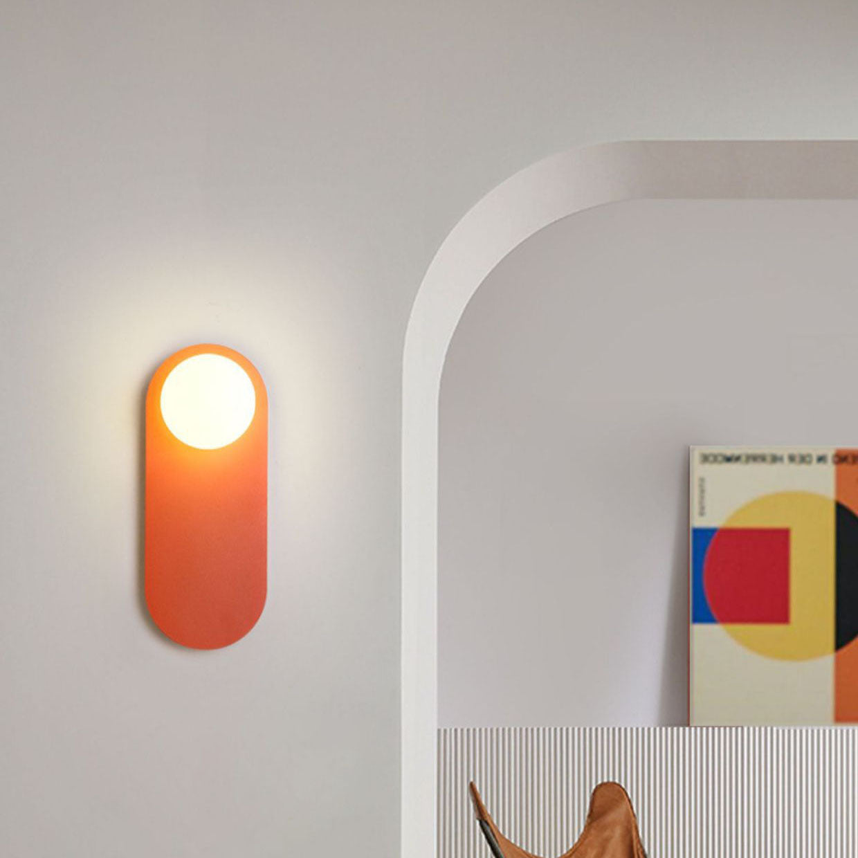 Orange Glass Ring Wall Sconce