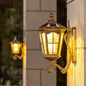 Traditional European Solar Outdoor Lantern Aluminum Glass Waterproof 1-Light Wall Sconce Lamp for Outdoor Patio