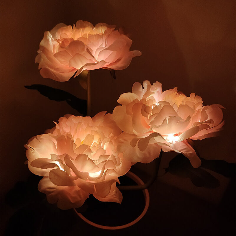 Outdoor Solar Simulation Peony Flower Bonsai Decoration LED Table Lamp