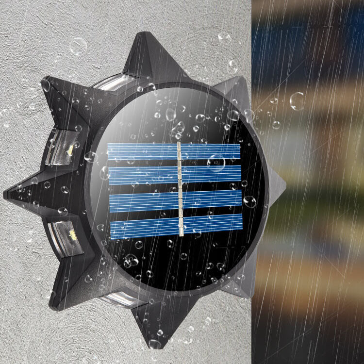 Modern Minimalist Outdoor Solar Octagonal Round ABS LED Wall Sconce Lamp for Garden
