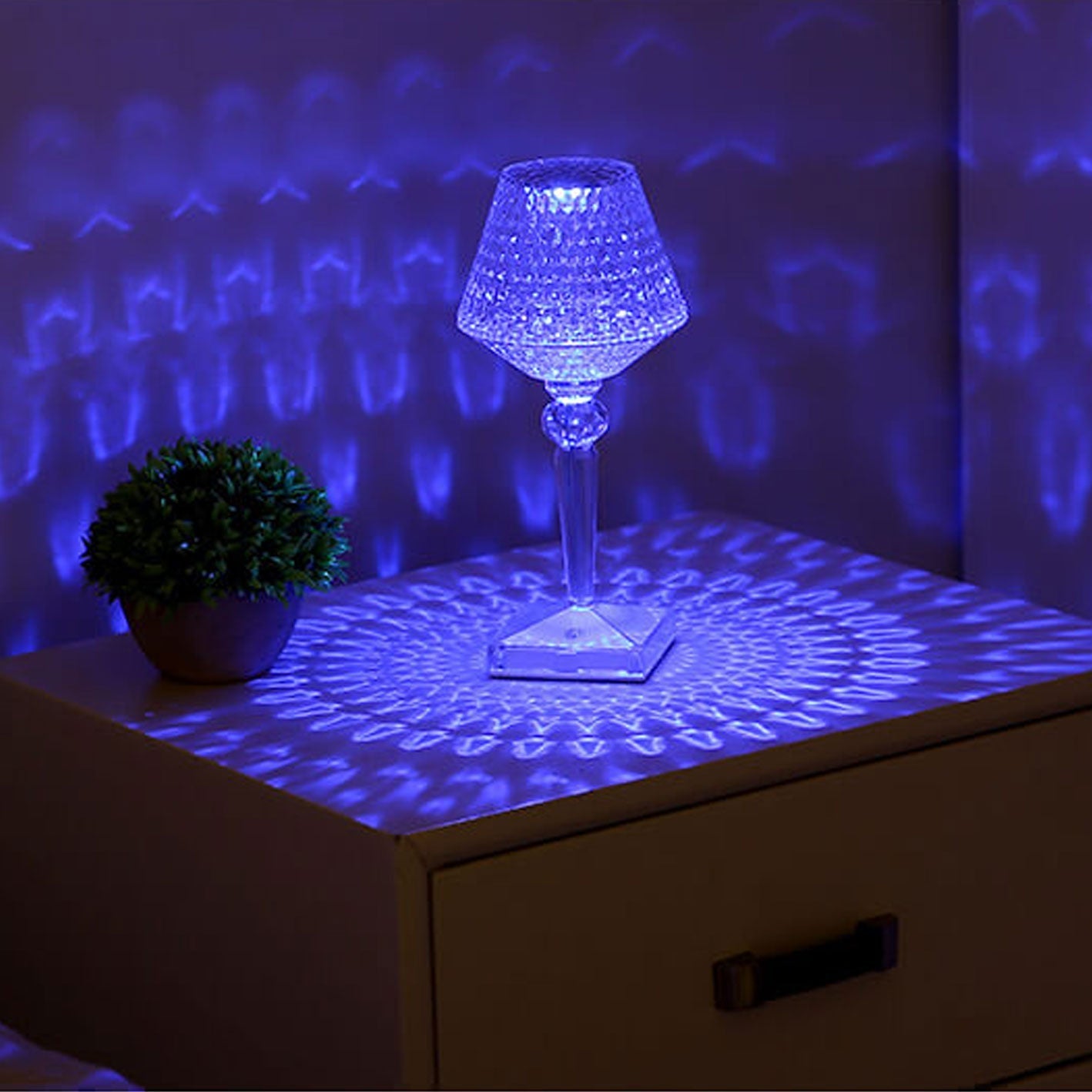 Creative Acrylic Diamond Wine Glass Plum Decorative Night Light Table Lamp