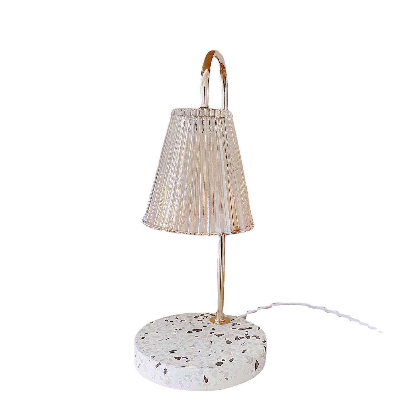 Contemporary Scandinavian Glass Terrazzo Base 1-Light Melting Wax Table Lamp For Bedroom
