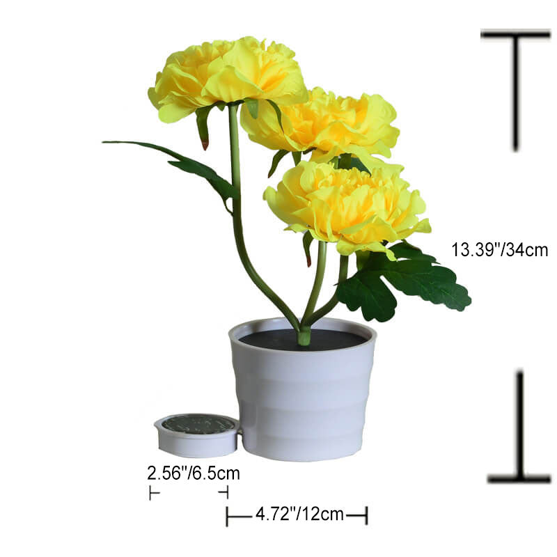 Outdoor Solar Simulation Peony Flower Bonsai Decoration LED Table Lamp