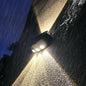 Modern Round Tempered Glass Waterproof Solar LED Outdoor Garden Wall Sconce Lamp