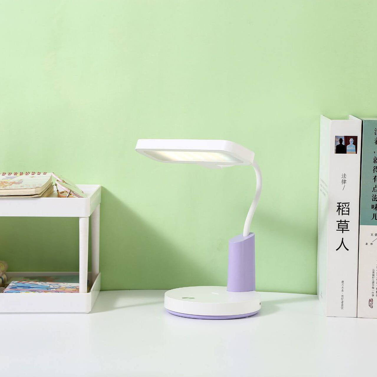 Simple Long Shade Round Base Touch Charging LED Desk Lamp