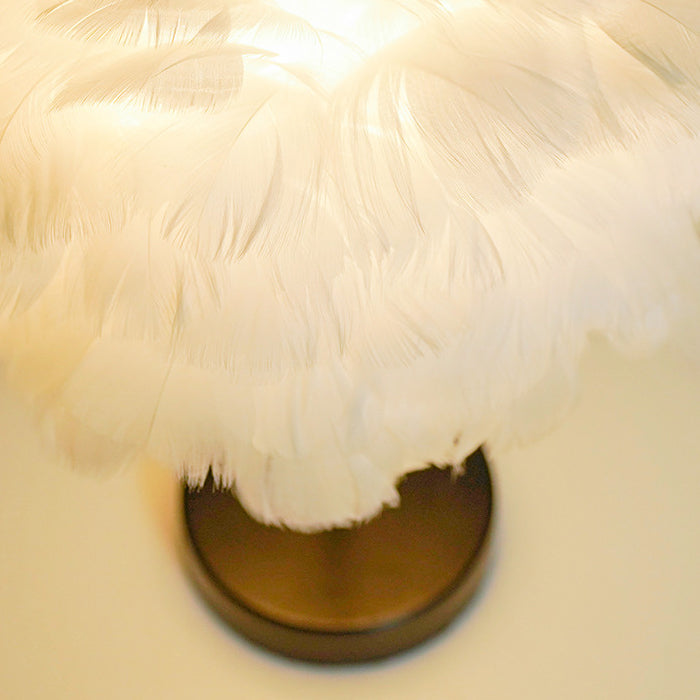 Contemporary Creative Iron Feather USB LED Table Lamp For Bedroom