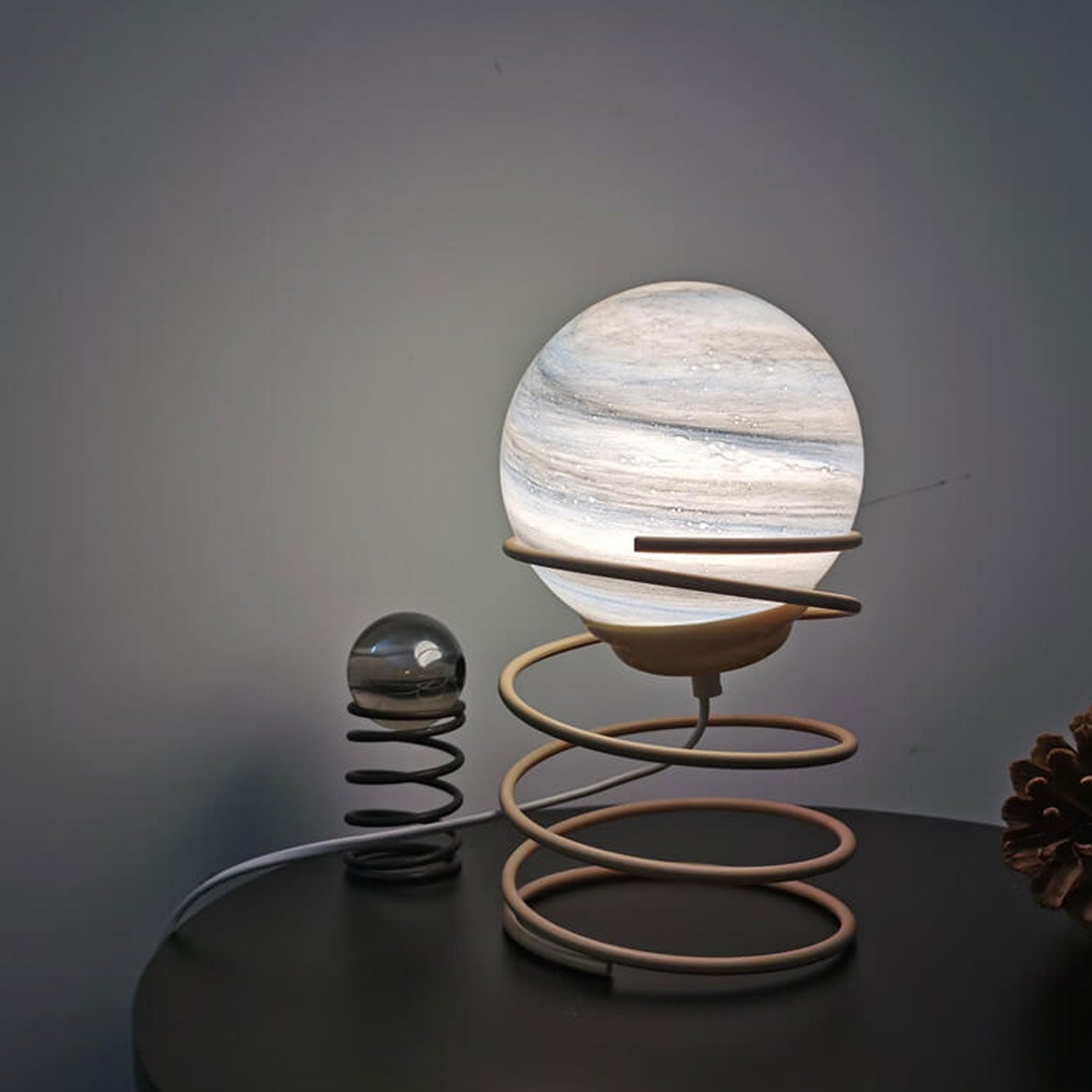 Nordic Creative Glass Ball Spring Base Design 1-Light Table Lamp