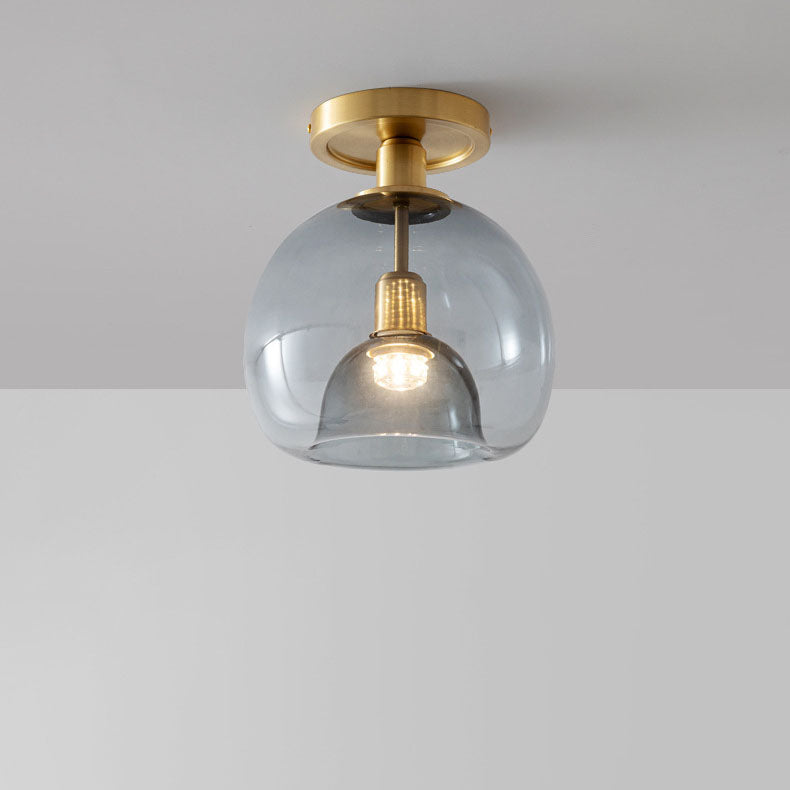 Scandinavian Copper & Glass Ceiling Light