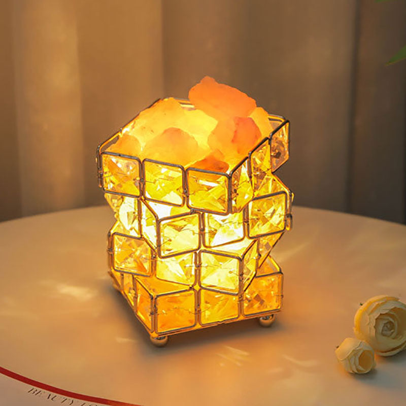 Contemporary Creative Hardware Cube 1-Light Table Lamp For Bedroom