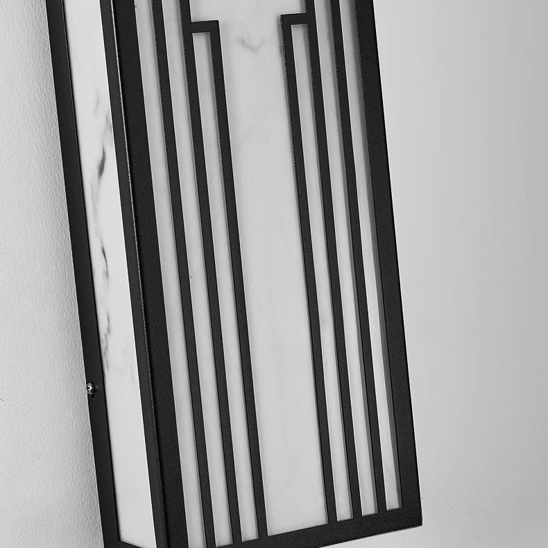 Modern Minimalist Rectangular Stainless Steel Imitation Marble LED Outdoor Wall Sconce Lamp For Garden