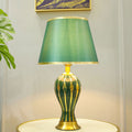 Modern Vintage Fabric Shade Ceramic Oval Base 1-Light Table Lamp