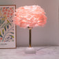 Modern Art Deco Feather Iron Round Shade Gold Pole 1-Light Table Lamp for Bedroom