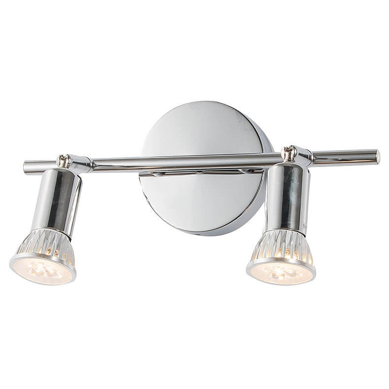 Modern Pure Chrome Color Metal 2-Light Vanity Light Mirror Front Wall Sconce Lamp