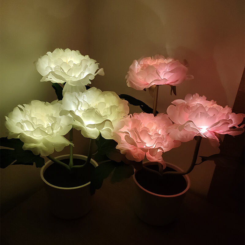 Outdoor Solar Simulation Peony Flower Bonsai Decoration LED Table Lamp
