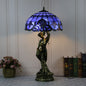 Traditional Tiffany Resin Glass Dome Grape Cow Diamond Pretty Woman Base 2-Light Table Lamp For Bedside