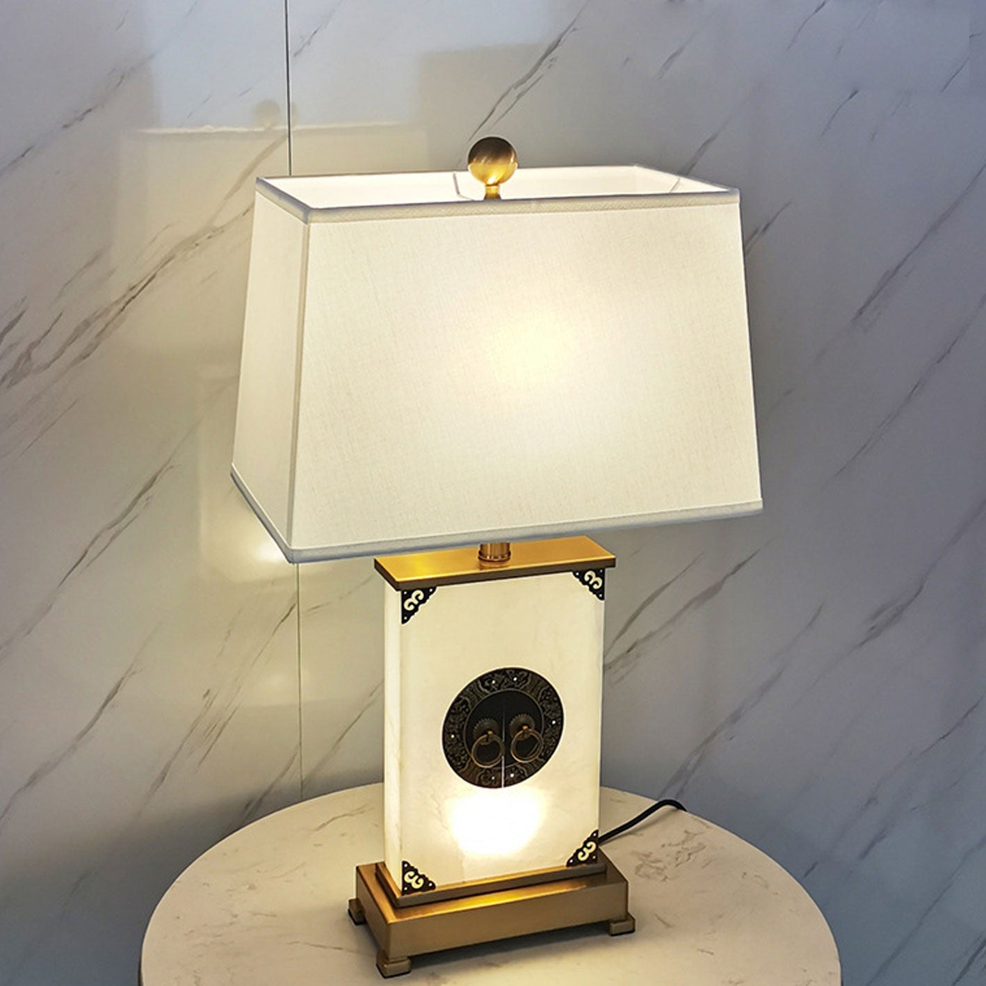 Chinese Light Luxury Lucite Copper 1-Light Table Lamp
