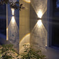 Modern Round Tempered Glass Waterproof Solar LED Outdoor Garden Wall Sconce Lamp