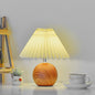 Nordic Vintage Pleated Wood Ball Base LED Table Lamp