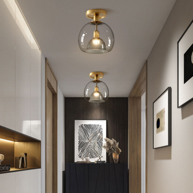 Scandinavian Copper & Glass Ceiling Light