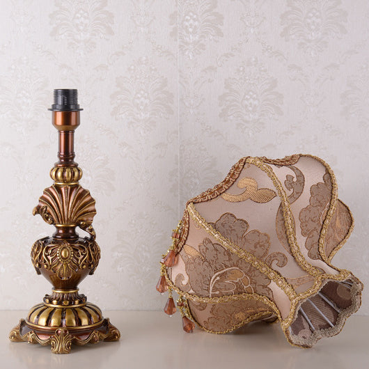 Traditional European Resin Polyester Fabric 1-Light Table Lamp For Bedroom