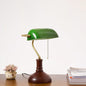 Vintage Wood & Glass Bank Table Lamp