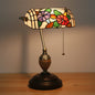 European Tiffany Flower Glass 1-Light Banker Table Lamp