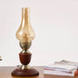 Vintage All Brass Wooden Glass Kerosene Lamp Design 1- Light Table Lamp