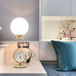 Contemporary Creative Orb Clock Iron Glass 1-Light Table Lamp For Bedroom