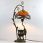 Vintage Tiffany Dome Stained Glass Mouse Base 1-Light Table Lamp