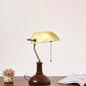 Vintage Wood & Glass Bank Table Lamp