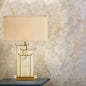 Traditional Chinese Fabric Square Shade Marble Base 1-Light Table Lamp For Home Office