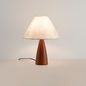 Traditional Japanese Printed Fabric Conical Shade Solid Wood 1-Light Table Lamp For Bedroom