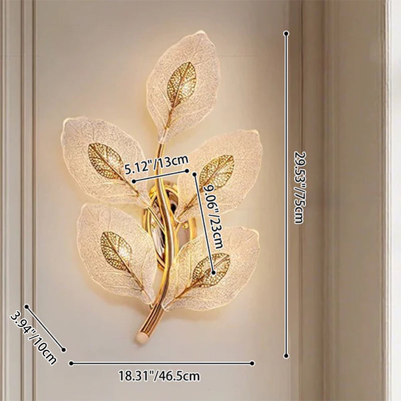 Luxury Leaf Glass 1/3/5-Light Wall Sconce Lamp