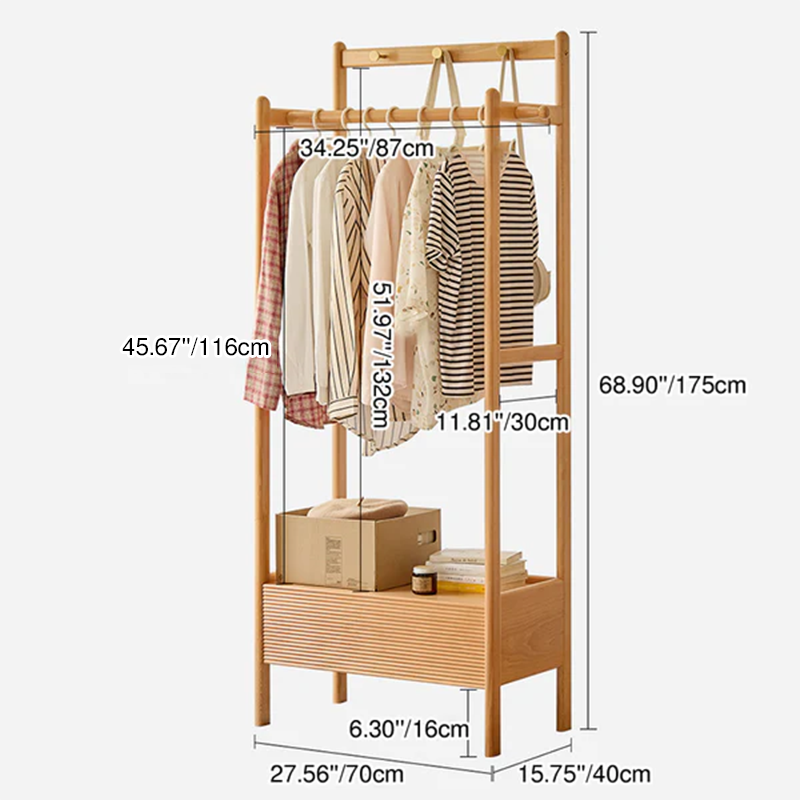 Japanese Wood Hall Tree Clothes Organizer